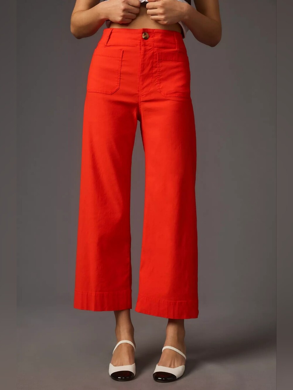 Anthropologie Maeve The Colette Wide Leg Pants Orange 27 Magic Fabric Crop